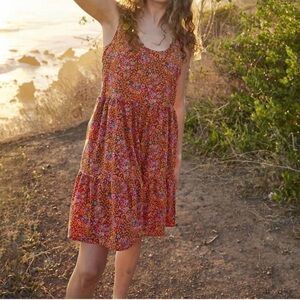 Toad&Co Sunkissed Sunsana Tiered Sleeveless Semi-Fitted Floral Sundress Large